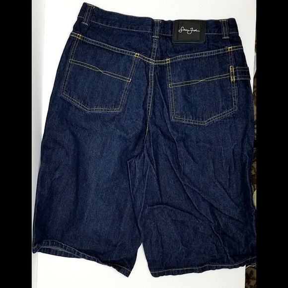 Sean John (P. Diddy) Y2K Dark Wash Embroidered Logo Jorts- Denim/Jean Shorts 20 - Picture 6 of 9